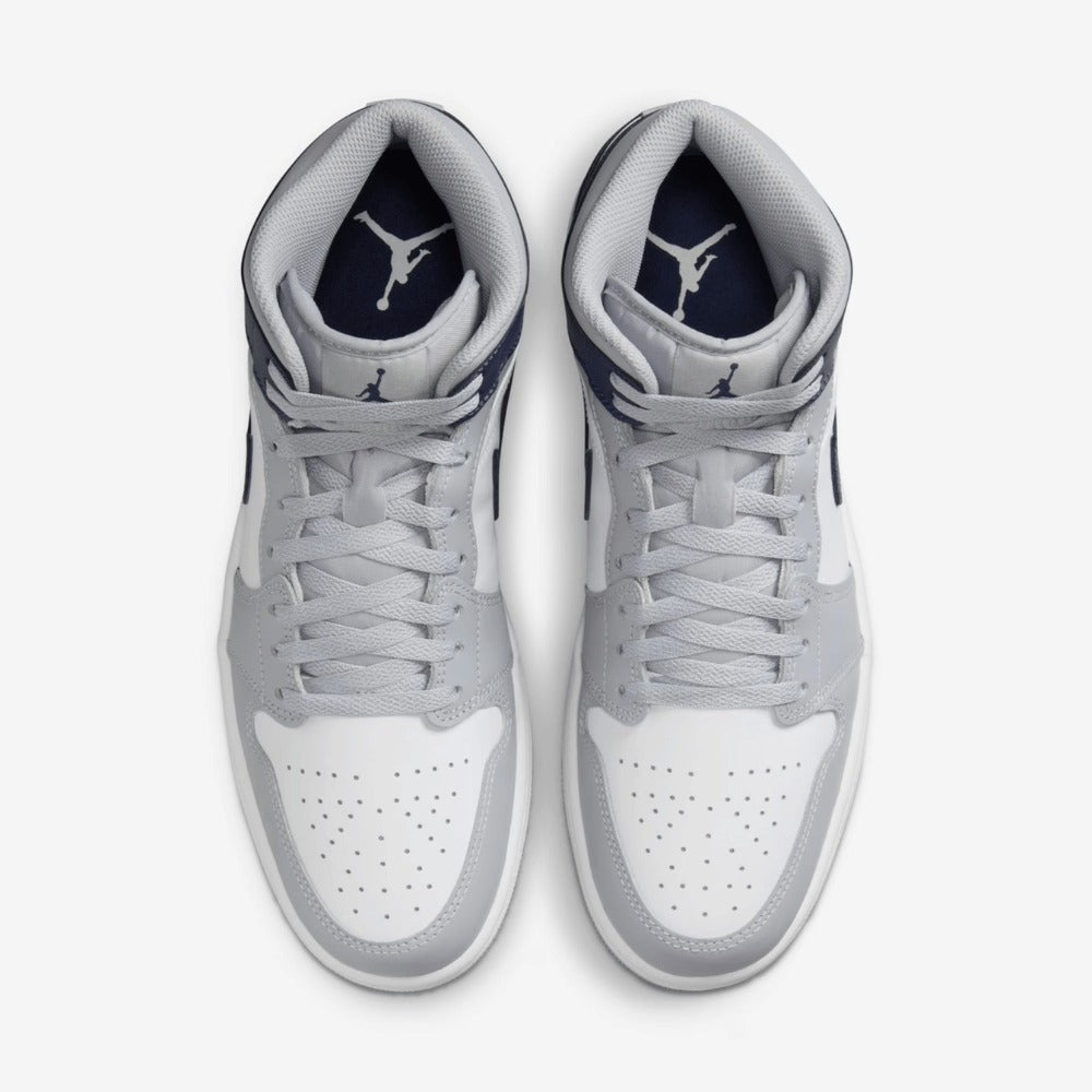 Air Jordan 1 Mid Wolf Grey Midnight Navy Sneakers