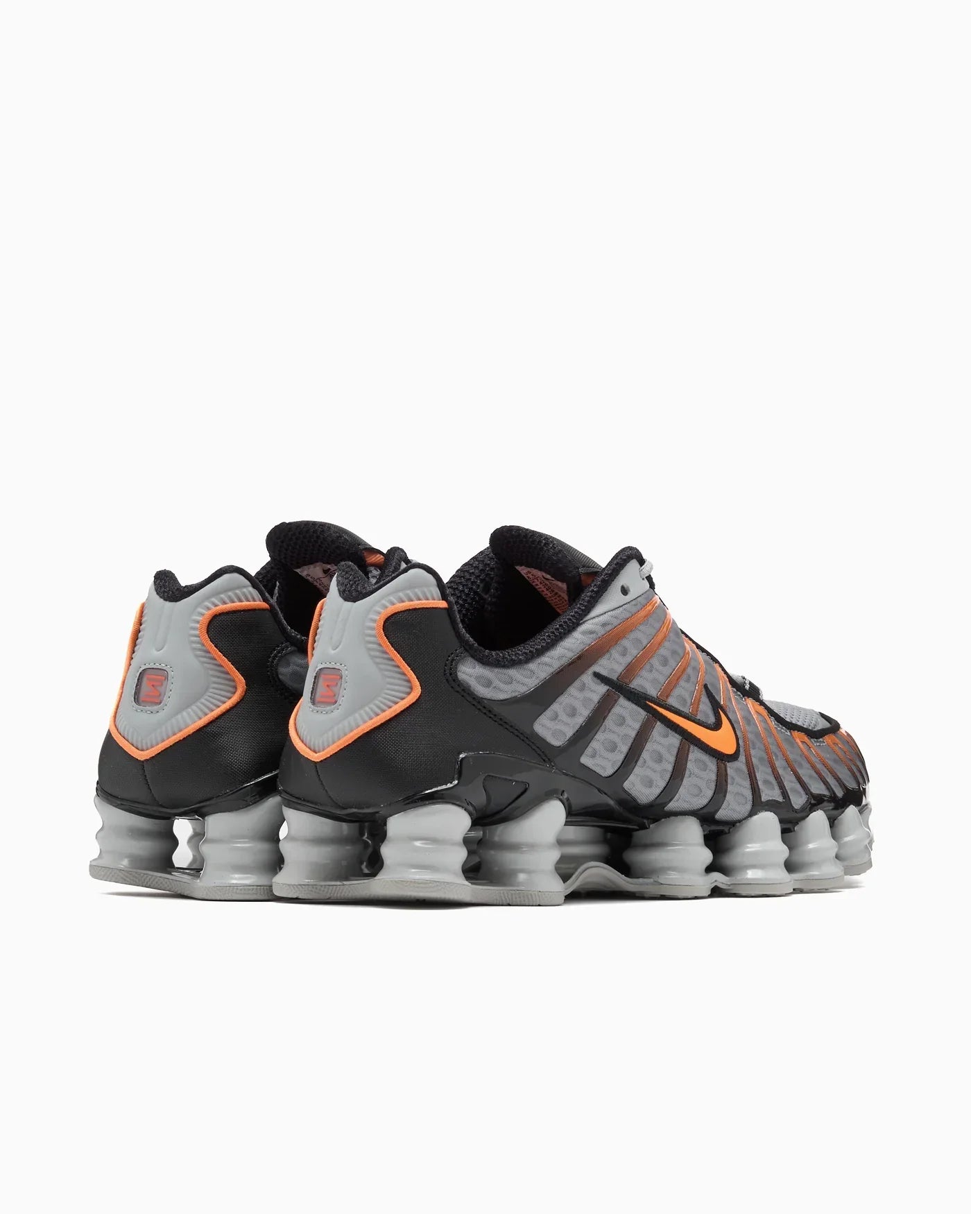Nike Shox TL Light Smoke Gray, Black, and Bright Mandarin