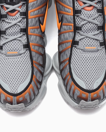 Nike Shox TL Light Smoke Gray, Black, and Bright Mandarin